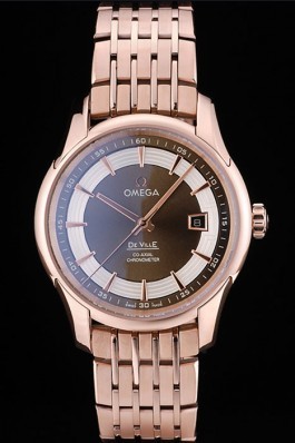 Omega Swiss DeVille Rose Gold Bezel Brown Dial 7606