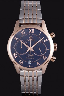 Omega DeVille Two Tone Links Black Dial 621562