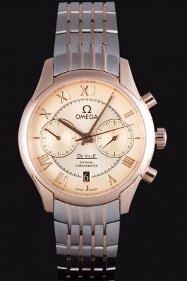 Omega DeVille Two Tone Links Gold Dial 621565