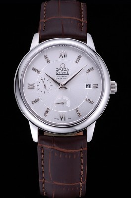 Omega DeVille Prestige Silver Dial Stainless Steel Case Brown Leather Bracelet 622595