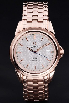 Men's Top Replica 8419 Gold Stainless Steel Strap Gold Plated Omega Deville Luxury Watch
