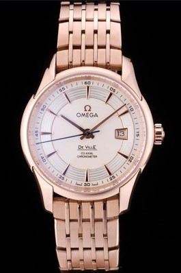 Omega Swiss DeVille Rose Gold Bezel White Dial 7603