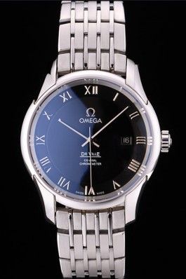 Omega Swiss DeVille Stainless Steel Bezel Roman Numbers Black Dial 7613