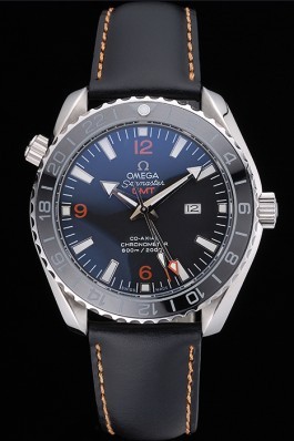 Omega Seamaster Planet Ocean GMT Black Dial Black Leather Band 622393