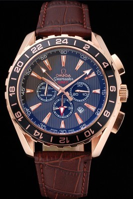 Omega Seamaster Aqua Terra Chrono GMT Teak-Grey Dial Brown Leather Bracelet 622536
