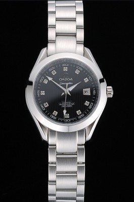 Omega Seamaster Aqua Terra Black Dial Diamond Numerals Stainless Steel Bracelet 622445