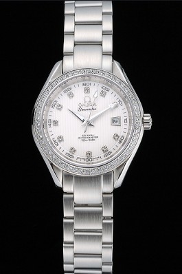 Omega Seamaster Aqua Terra White Dial Diamond Case Stainless Steel Bracelet 622448
