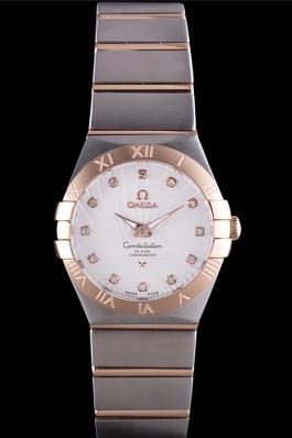 Omega Constellation Rose Gold Bezel Two Tone Band som106 621486