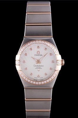 Omega Constellation Rose Gold Diamond Bezel Two Tone Band 621487