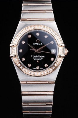 Omega Top Replica 8496 Stainless Steel Strap Constellation Black Luxury Watch