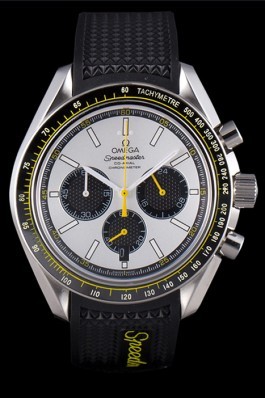 Omega Speedmaster Black Rubber Bracelet White Dial 801422