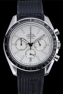 Omega Speedmaster Black Rubber Strap White Dial 622040