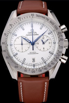Omega Speedmaster White Dial Stainless Steel Case Brown Leather Strap 622805
