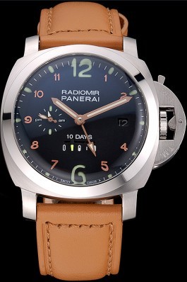 Panerai Radiomir Stainless Steel Bezel Orange Leather Bracelet 622317
