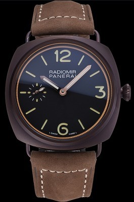 Panerai Radiomir Brown Stainless Steel Bezel Brown Leather Bracelet 622324