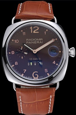 Panerai Radiomir Stainless Steel Bezel Cognac Leather Bracelet 622327
