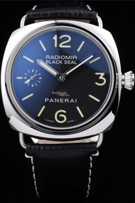 Men's Top Replica 8605 Black Leather Strap Radiomir Black Crocodile Leather Luxury Watch
