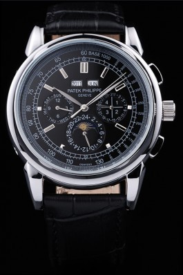 Black Top Replica 8641 Black Leather Strap Philippe Grand Complications Luxury Watch 51