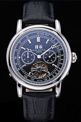 Patek Philippe Geneve Grand Complications Black Dial Tourbillon Stainless Steel Black Band 622155