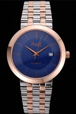 Swiss Piaget Traditional Blue Dial Gold Case Two Tones Stainless Steel Strap