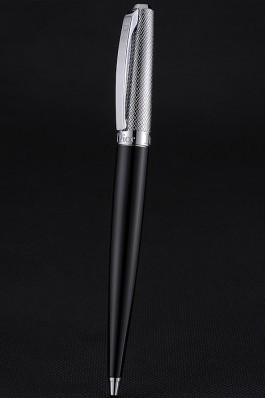Christian Dior Silver Rimmed Silver Embossed Upper Body Black Ballpoint Pen 622727