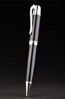 MontBlanc Top Replica 8326 Black Strap Silver Tipped And Rimmed Black Enamel Ballpoint Pen With MB Inscribing