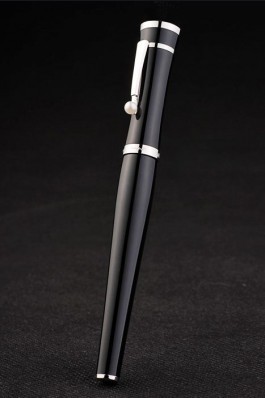 MontBlanc Top Replica 8327 Black Strap Silver Trimmed Black Ballpoint Pen With MB Inscribed Cap