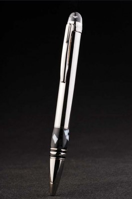 MontBlanc Top Replica 7440 Strap Pointed Tip Thick Rounded MB Inscribed Silver Ballpoint Pen With Black Trimming