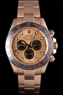 Rolex Daytona Ion Plated Tachymeter Rose Gold Strap Rose Gold Dial 80244