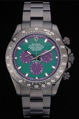 Rolex Daytona Black Ion Plated Tachymeter Black Stainless Steel Strap Green Dial 80246