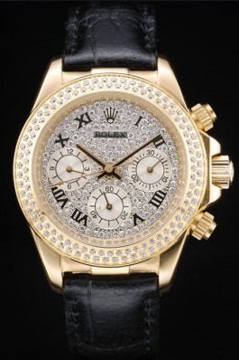 Rolex Daytona Top Replica 9172 Lady Gold Case Crystal Studded Bezel Crystal Studded Dial