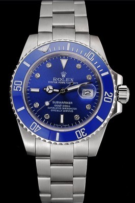 Rolex Submariner Stainless Steel Case Blue Dial Diamond Markers Stainless Steel Bracelet 622638