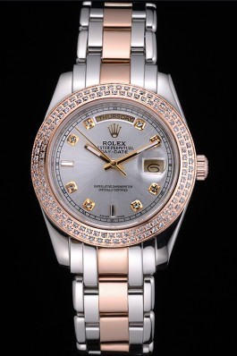 Rolex DayDate Top Replica 9196 Diamond Plated Rose Gold Bezel Pearl Dial 41993