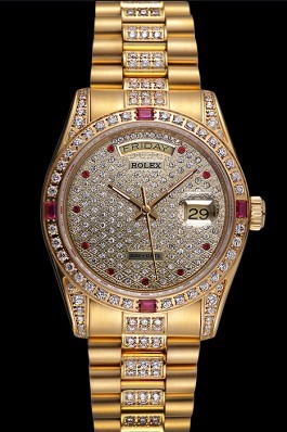 Swiss Rolex Day-Date Diamonds Yellow Gold-srl184 621614