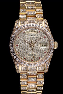 Swiss Rolex Day-Date Diamonds Yellow Gold-srl185 621615