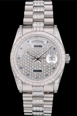 Rolex DayDate Top Replica 9189 Diamond Plated Stainless Steel Bracelet Diamond Plated Dial 41986