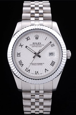 Rolex Datejust White Radial Dial Ribbed Bezel 7478