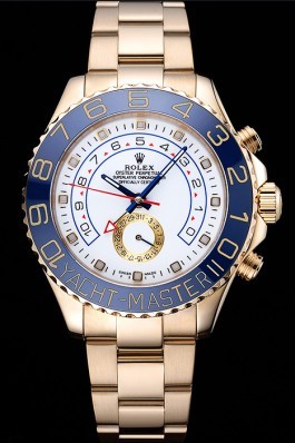 Rolex Yachtmaster II White Dial Blue Bezel Gold Bracelet 622271