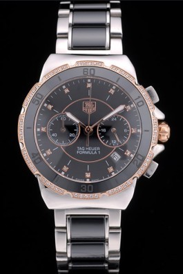 Tag Heuer Luxury Replica Carrera Black Ceramic Bezel Stainless Steel Strap 3986769