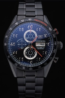 Tag Heuer Carrera Ion Plated Stainless Steel Bracelet Black Dial 801445