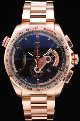 Tag Heuer Top Replica 9224 Carrera Rose Gold Case Black Dial