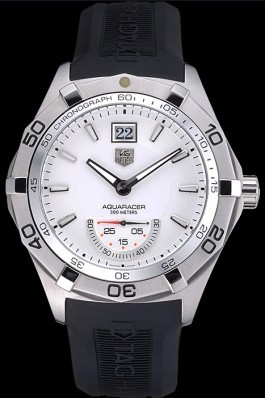 Tag Heuer Aquaracer Grande Date White Dial Black Rubber Band 622404