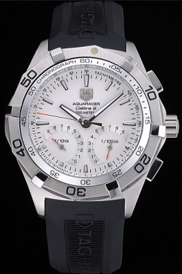 Tag Heuer Aquaracer Calibre S White Dial Black Rubber Band 622405