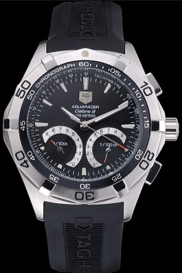 Tag Heuer Aquaracer Calibre S Black Dial Black Rubber Band 622406