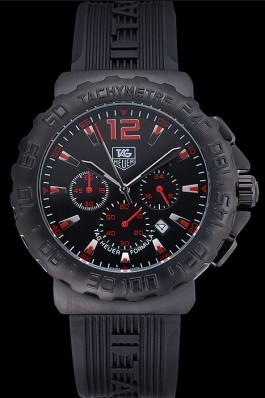 Tag Heuer Formula 1 Chronograph Black Dial Black Bezel Red Numerals 622408