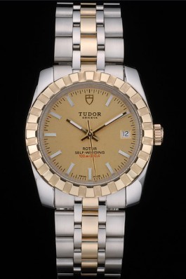Swiss Tudor Classic Rose Gold Ribber Bezel Crystal Encrusted Golden Dial 80302