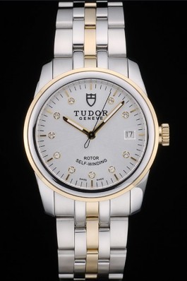 Swiss Tudor Classic Rose Gold Ribber Bezel Crystal Encrusted Silver Dial 80303