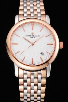 Vacheron Constantin Patrimony Silver Dial Rose Gold Case Two Tone Bracelet 62292
