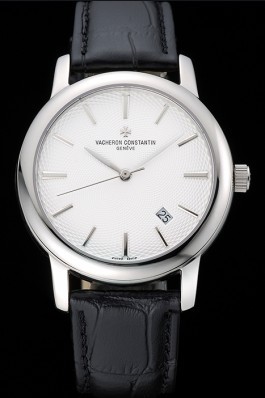 Vacheron Constantin Patrimony Silver Dial Stainless Steel Case Black Leather Strap 62294