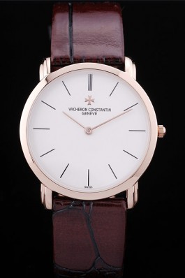 Vacheron Top Replica 7557 Brown Leather Strap Constantin 55